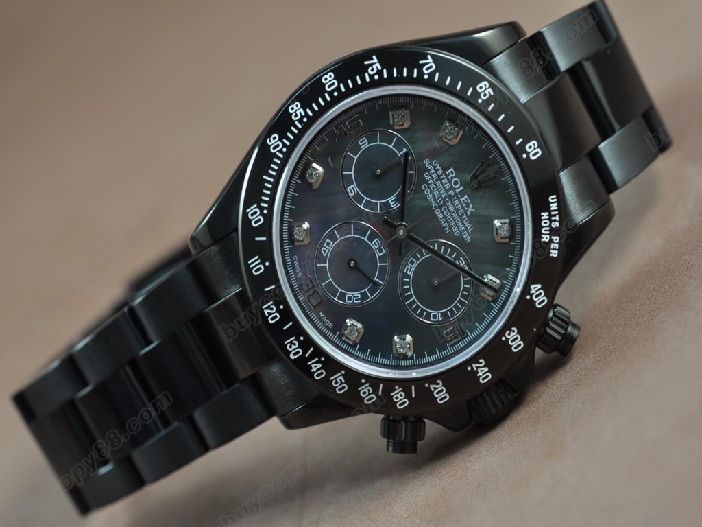 勞力士【男性用】Daytona Full PVD Black dial Asia7750自動機芯搭載10