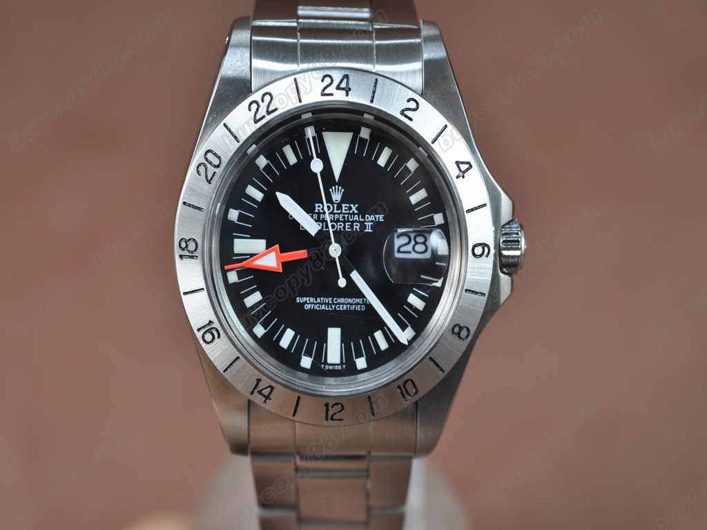 勞力士【男性用】 Explorer II GMT 38mm SS/SS Black dial A-2836-2 自動機芯搭載0