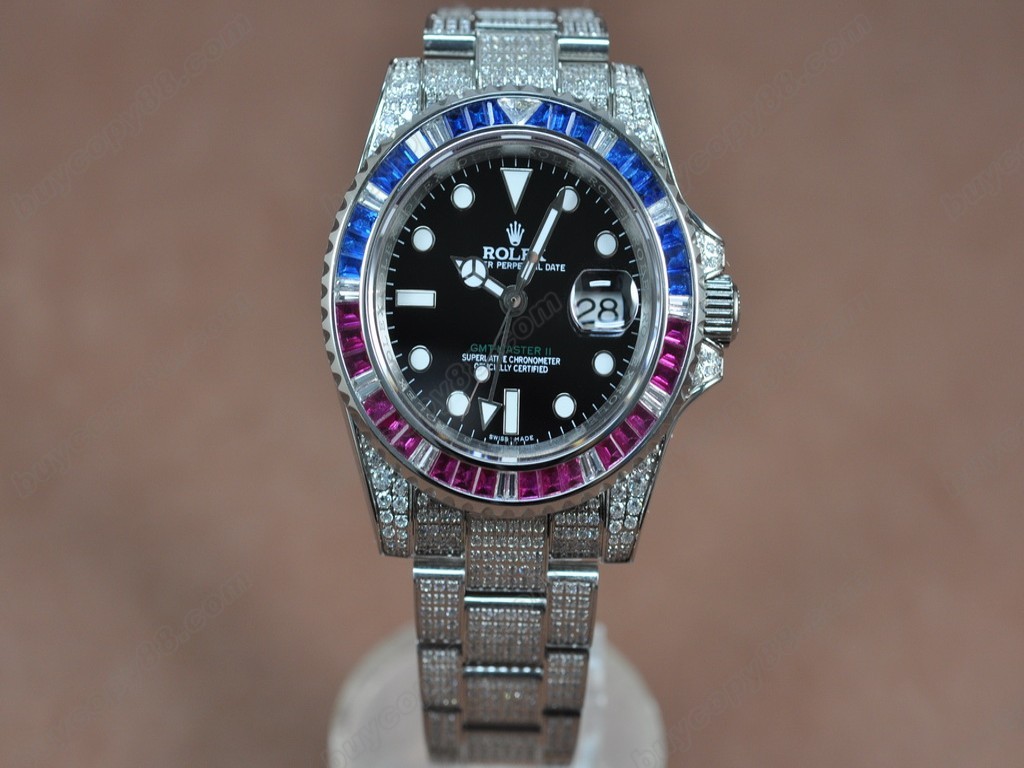 勞力士【男性用】SS/Diam Anni GMT SS Black Swiss Eta 2836 自動機芯搭載2