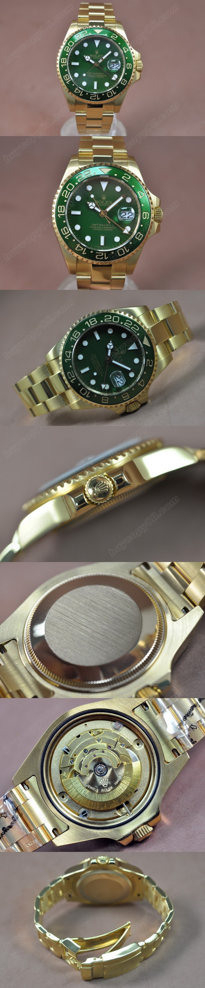  勞力士 Watches GMT Master 43mm YG Ceramiac 錶圈 綠 A-2836-2 自動機芯 搭 載   0