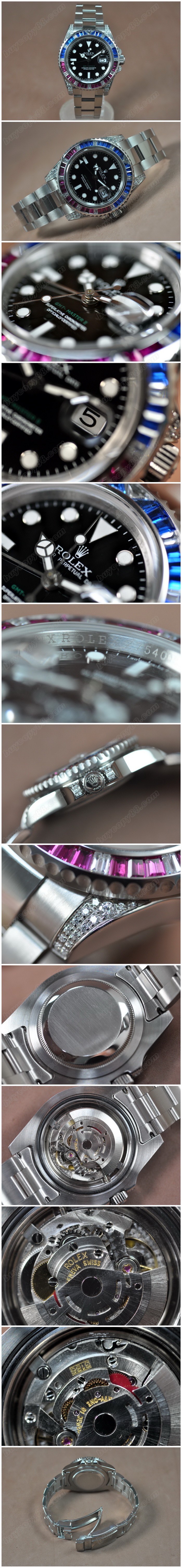 勞力士 Watches GMT Master SS Diam 黑 文字盤 A-3186 自動機芯 搭 載 0