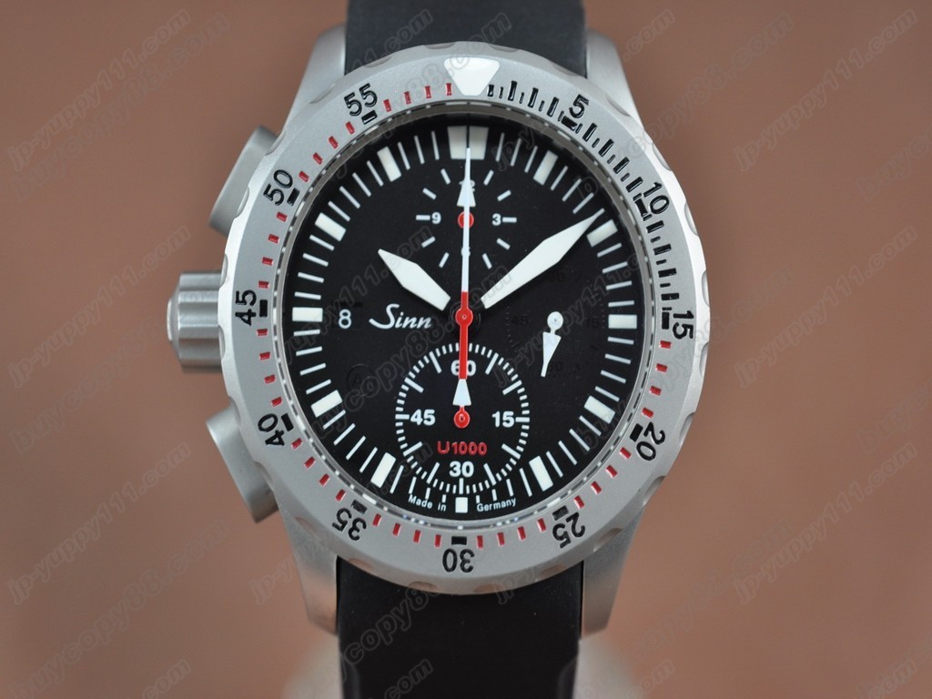 Sinn德製軍錶【男性用】 U1000 Chrono SS/RU Black Asia 7750 自動機芯搭載．振頻每小時 28,800 次1