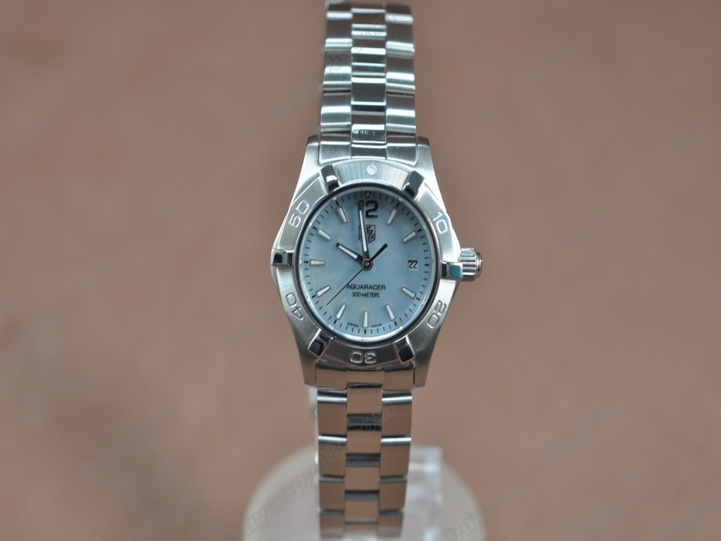 豪雅【女性用】Aquaracer Ladies SS/SS Pearl blue Swiss Eta 石英機芯搭載　8