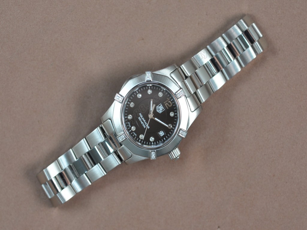 豪雅【女性用】 Aquaracer Ladies SS/SS/Diam Black Swiss Eta 石英機芯搭載7