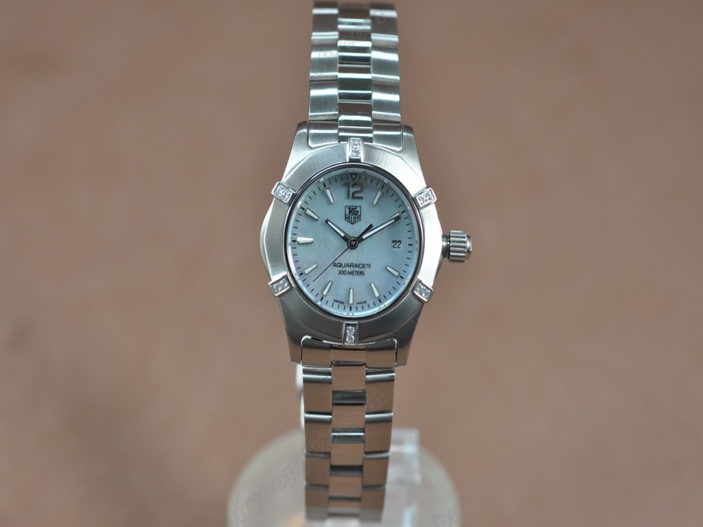 豪雅【女性用】 Aquaracer Ladies SS/SS/Diam Pearl blue Swiss Eta 石英機芯搭載8