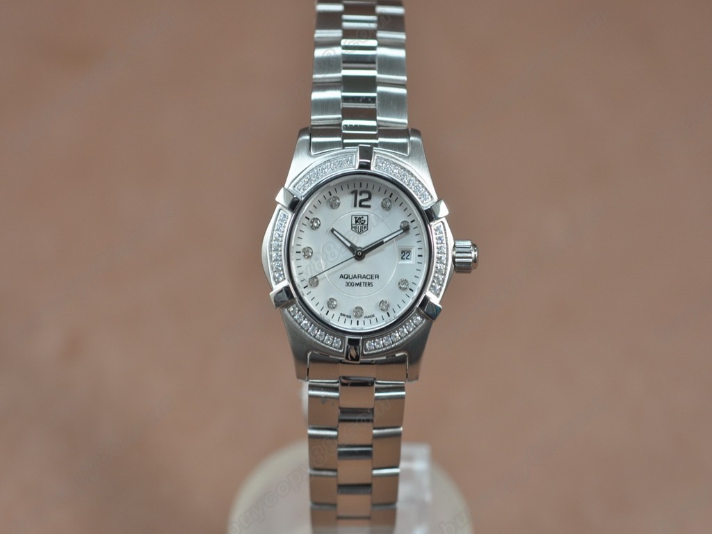 豪雅【女性用】 Aquaracer Ladies SS/SS/Diam White Swiss Eta 石英機芯搭載8