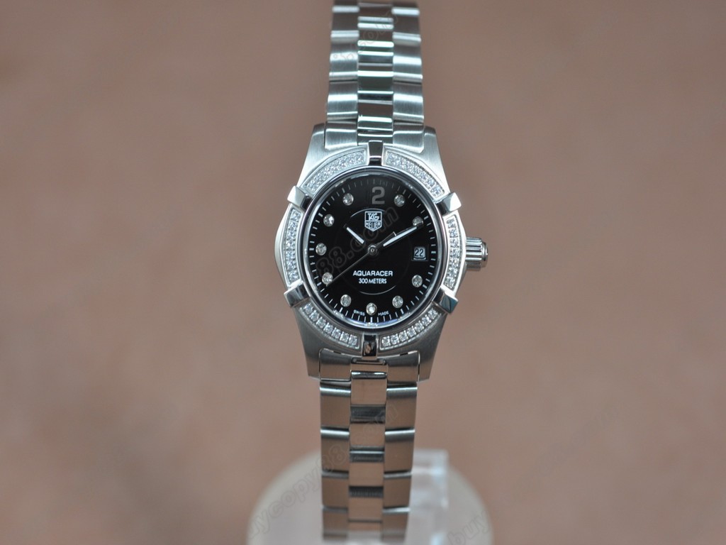 豪雅【女性用】 Aquaracer Ladies SS/SS/Diam Black Swiss Eta 石英機芯搭載8