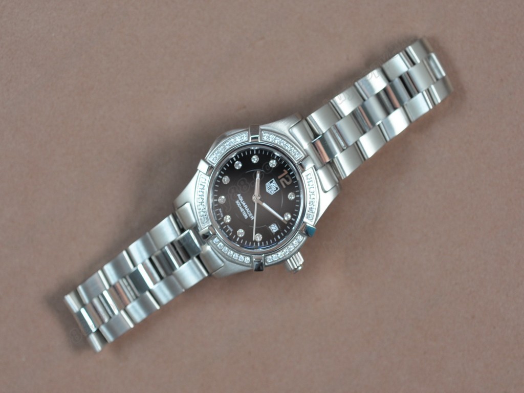 豪雅【女性用】 Aquaracer Ladies SS/SS/Diam Black Swiss Eta 石英機芯搭載7