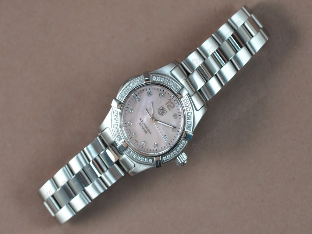 豪雅【女性用】Aquaracer Ladies SS/SS/Diam Pearl pink Swiss Eta石英機芯搭載6