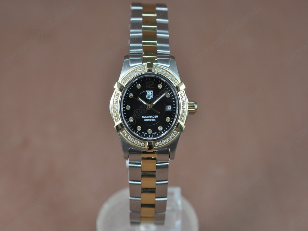 豪雅【女性用】 Aquaracer Ladies TT/Diam Black dial Swiss Eta 石英機芯搭載  5