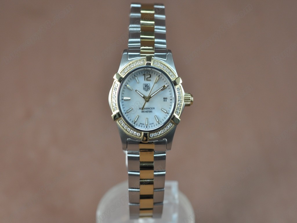 豪雅【女性用】Aquaracer Ladies TT/Diam Pearl white Swiss Eta 石英機芯搭載5