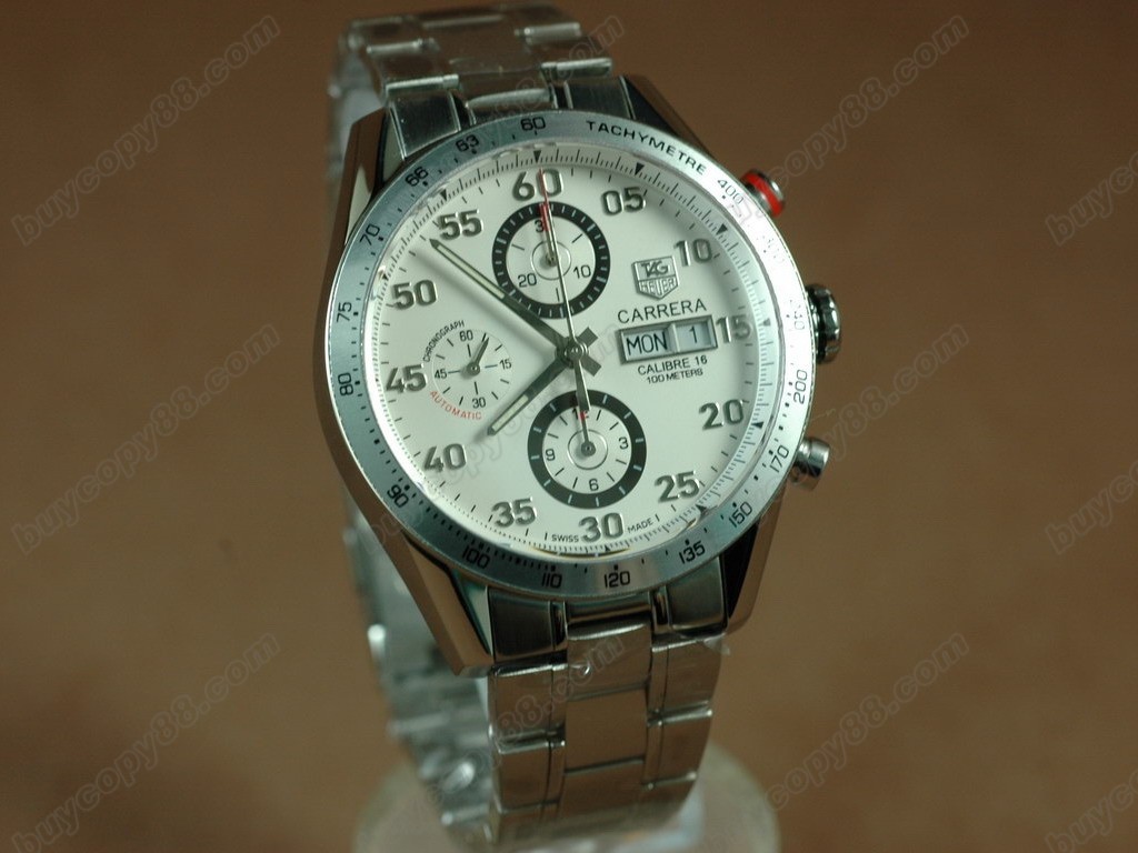 豪雅【男性用】Carrera 41mm 2008 Automatic Chrono SS White A-7750 自動機芯搭載．振頻每小時 28,800 次8