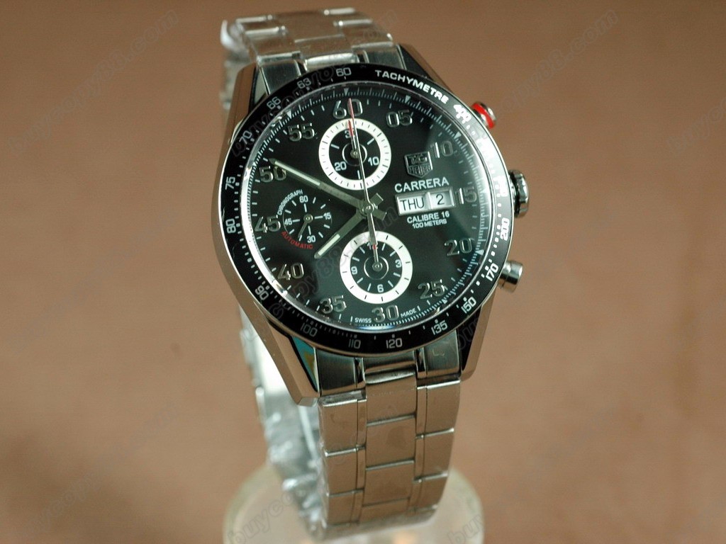 豪雅【男性用】Carrera 41mm 2008  Chrono SS Black A-7750 自動機芯搭載．振頻每小時 28,800 次7