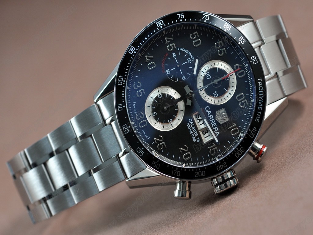 豪雅【男性用】Carrera 43mm Chrono SS/SS Blk A-7750 自動機芯搭載4