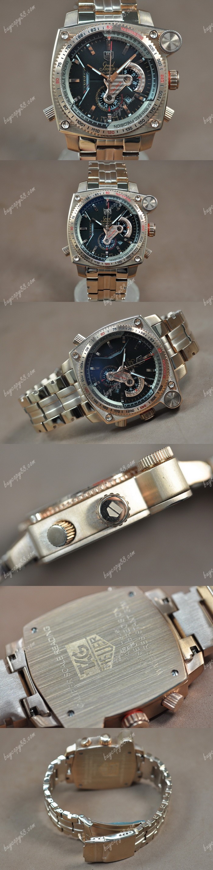  豪雅錶Tag Heuer Grand Carrera Calibre 36 玫瑰金 Black Dial Jap石英錶0