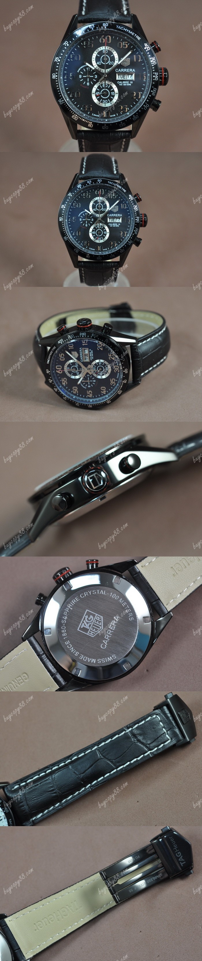 豪雅錶Tag Heuer Carrera 43mm Black PVD Black Dial Jap OS11石英錶0