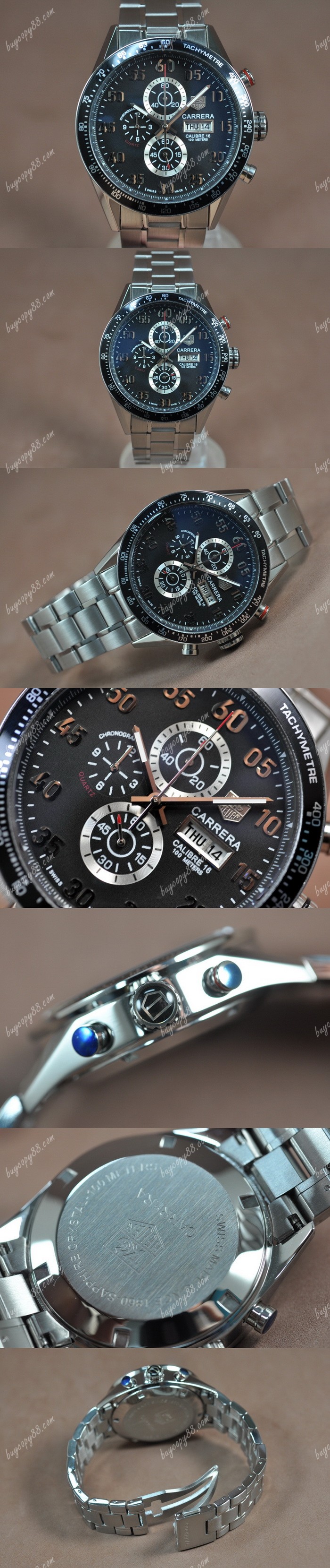 豪雅錶Tag Heuer Carrera 43mm SS/SS White Dial Jap OS11石英錶0