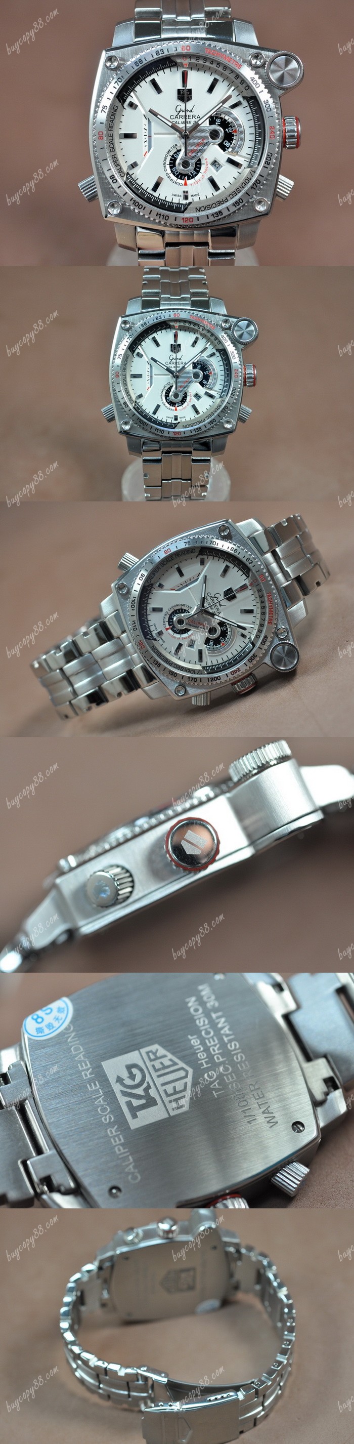 豪雅錶Tag Heuer Grand Carrera Calibre 36 SS/SS White Dial Jap石英錶0
