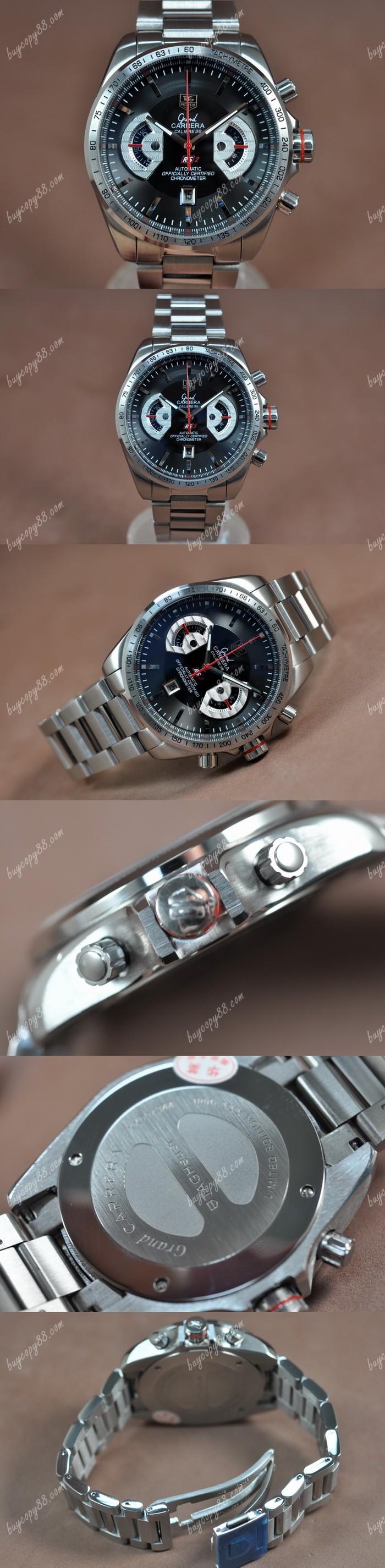 豪雅錶Tag Heuer Grand Carrera Calibre 36 SS/SS Black Jap石英錶0