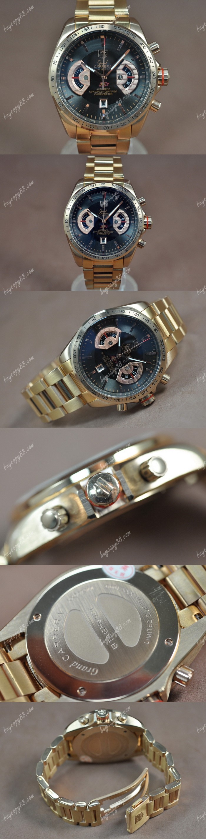 豪雅錶Tag Heuer Grand Carrera Calibre 36 Full 玫瑰金 Black Jap石英錶0