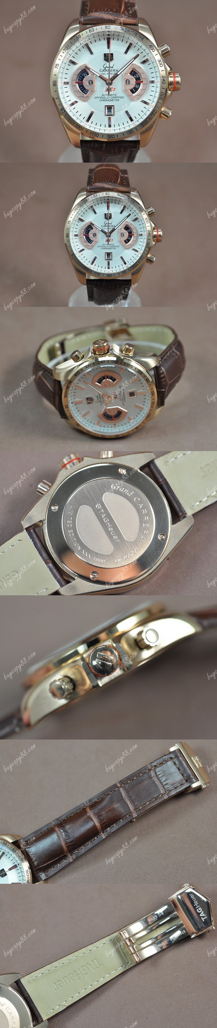 豪雅錶Tag Heuer Grand Carrera Calibre 36 玫瑰金/LE White Jap石英錶0