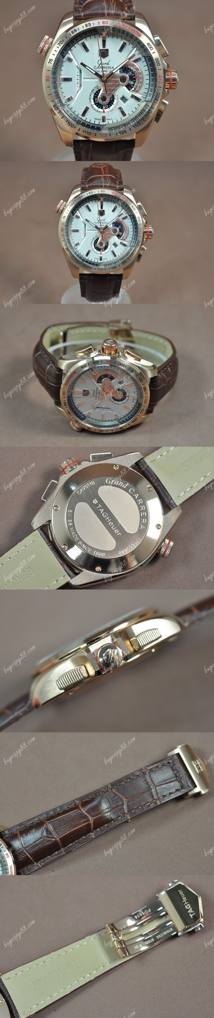 豪雅錶Tag Heuer Grand Carrera Calibre 36 玫瑰金/LE White Jap石英錶0