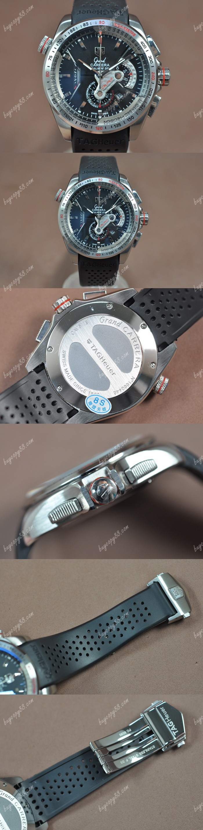 豪雅錶Tag Heuer Grand Carrera Calibre 36 SS/RU Black Jap Quartz石英錶0