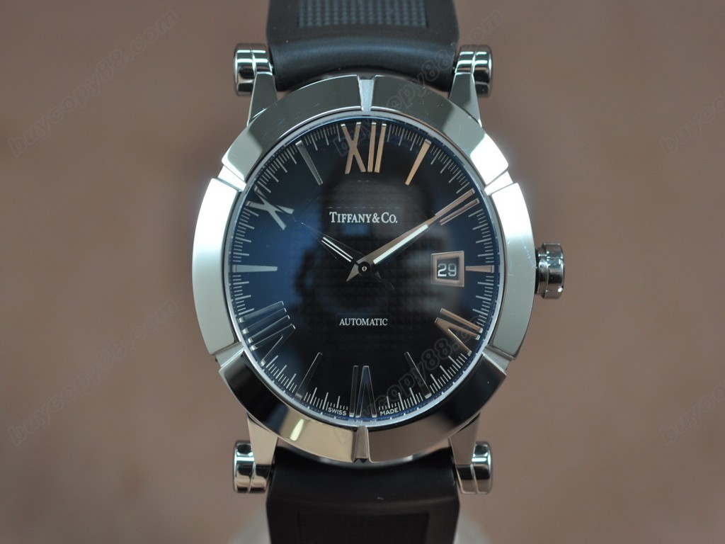 蒂芬尼【男性用】Altas 42mm SS/RU Black roman A-2836-2 自動機芯搭載1