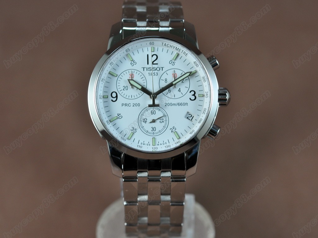 Tissot/天梭【男性用】  T-Sport Chronograph SS/SS White Swiss Eta 石英機芯搭載0