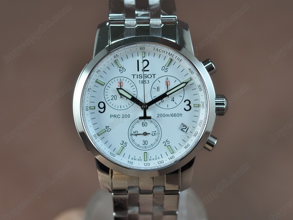 Tissot/天梭【男性用】  T-Sport Chronograph SS/SS White Swiss Eta 石英機芯搭載1