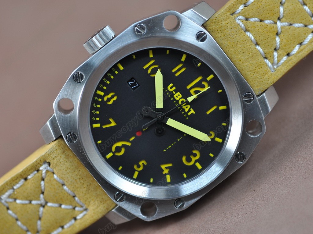 ユーボート【男性用】 Thousands of Feet AS SS/LE Black/Amber Asia 2824-2オートマチック搭載0