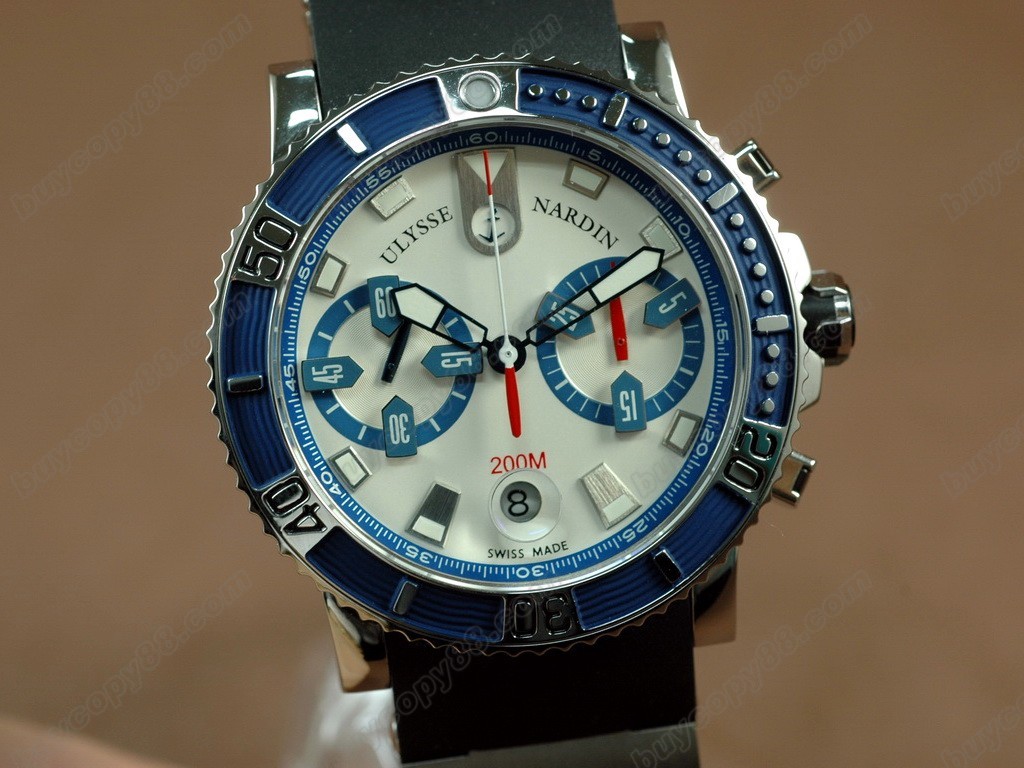 雅典錶 【男性用】Maxi Marine Chrono Blue SS/RU Wht A-7750自動機芯搭載2