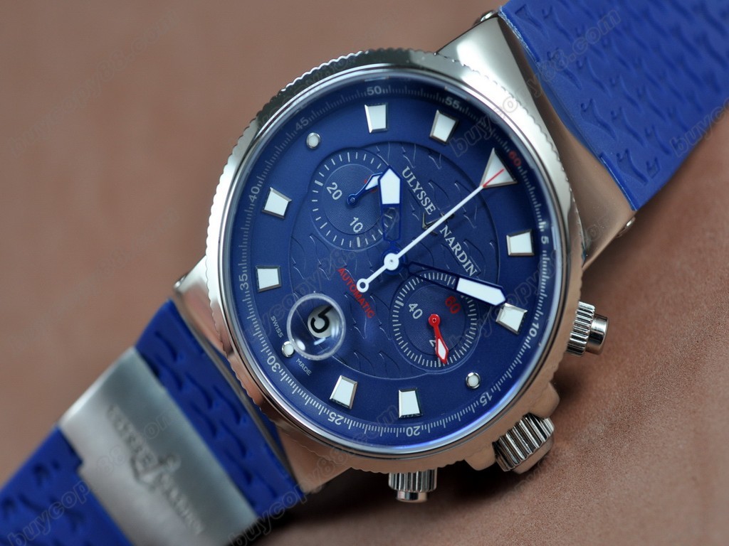 雅典錶 【男性用】 Marine Chronograph SS/RU Blue A-7750自動機芯搭載0