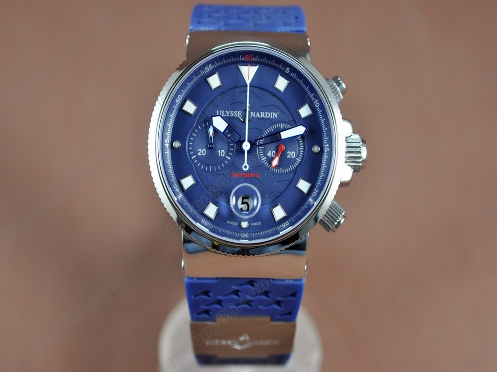 雅典錶 【男性用】 Marine Chronograph SS/RU Blue A-7750自動機芯搭載1