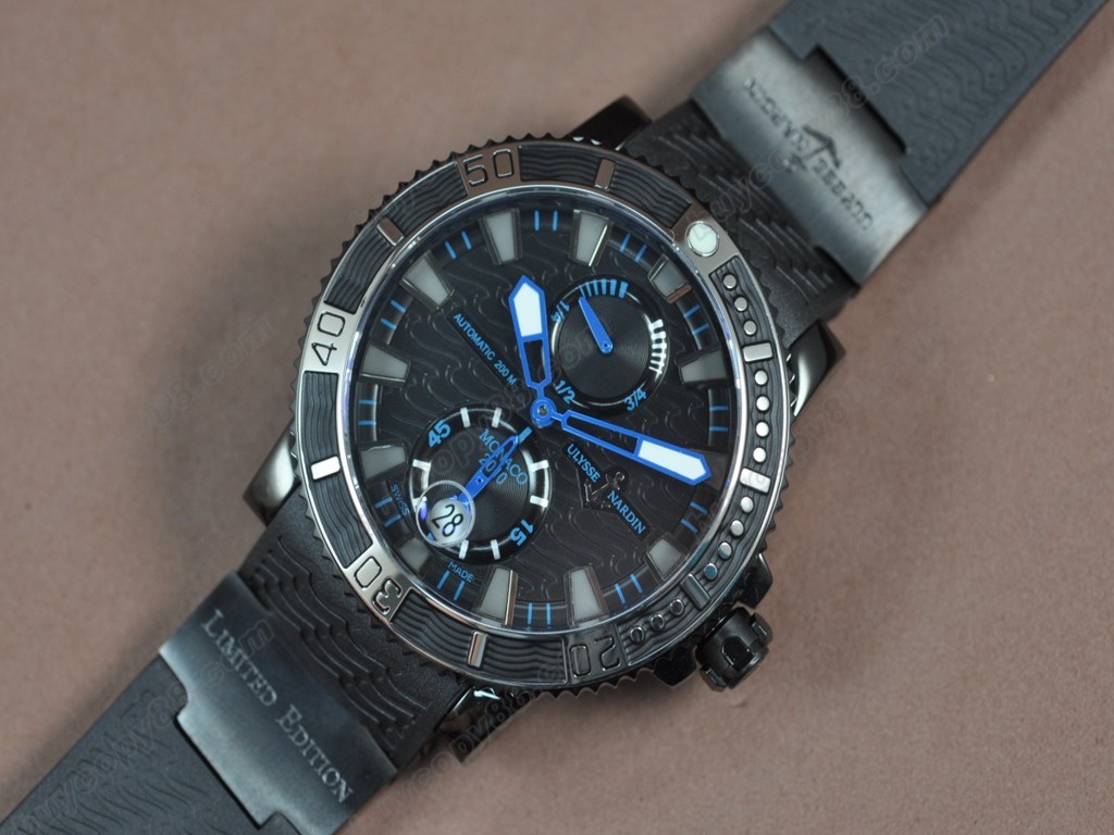 雅典錶【男性用】Maxi Marine Diver PVD/RU Black Ocean Asia 23J自動機芯搭載  3