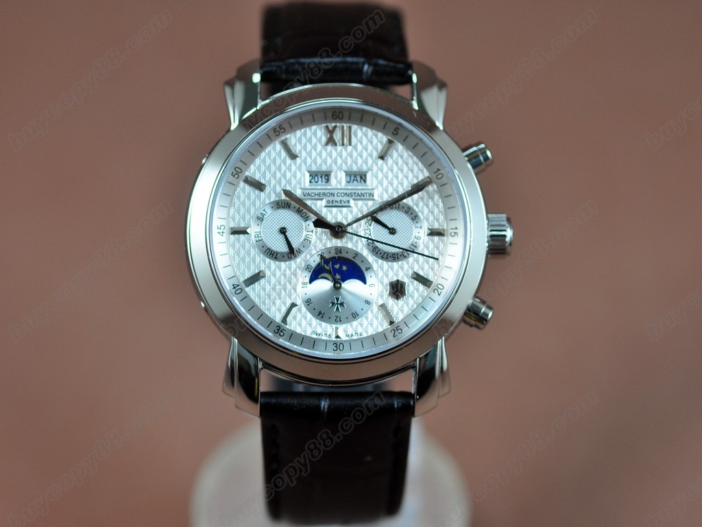 江詩丹頓　【男性用】 Perpetual Calender SS White in Swiss Eta 2836-2自動機芯搭載8