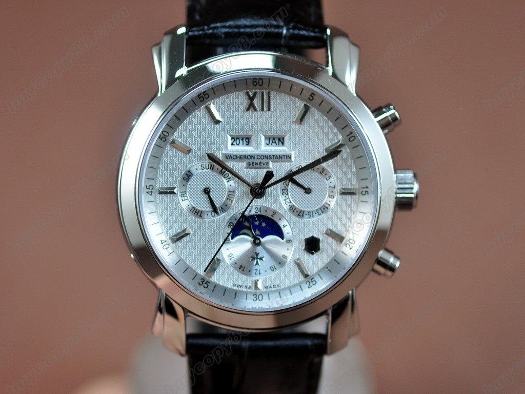 江詩丹頓　【男性用】 Perpetual Calender SS White in Swiss Eta 2836-2自動機芯搭載9