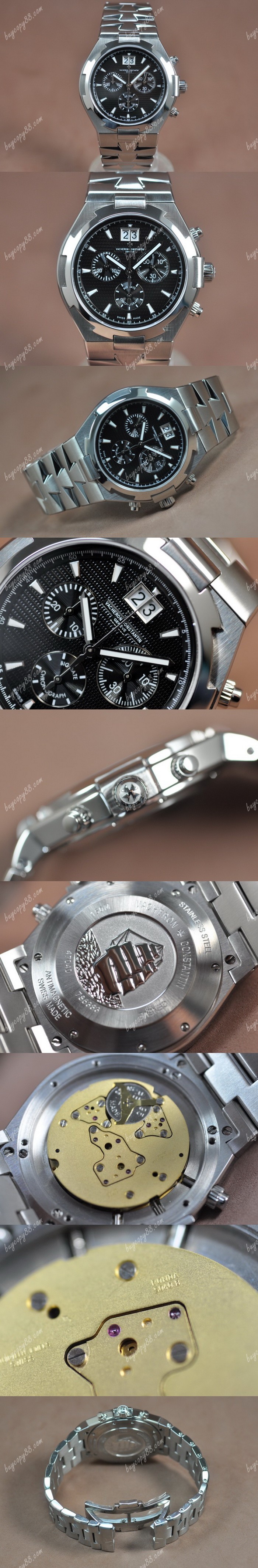  江詩丹頓Vacheron Constantin Overseas SS/SS Black Dial Swiss Ronda 5040石英錶0
