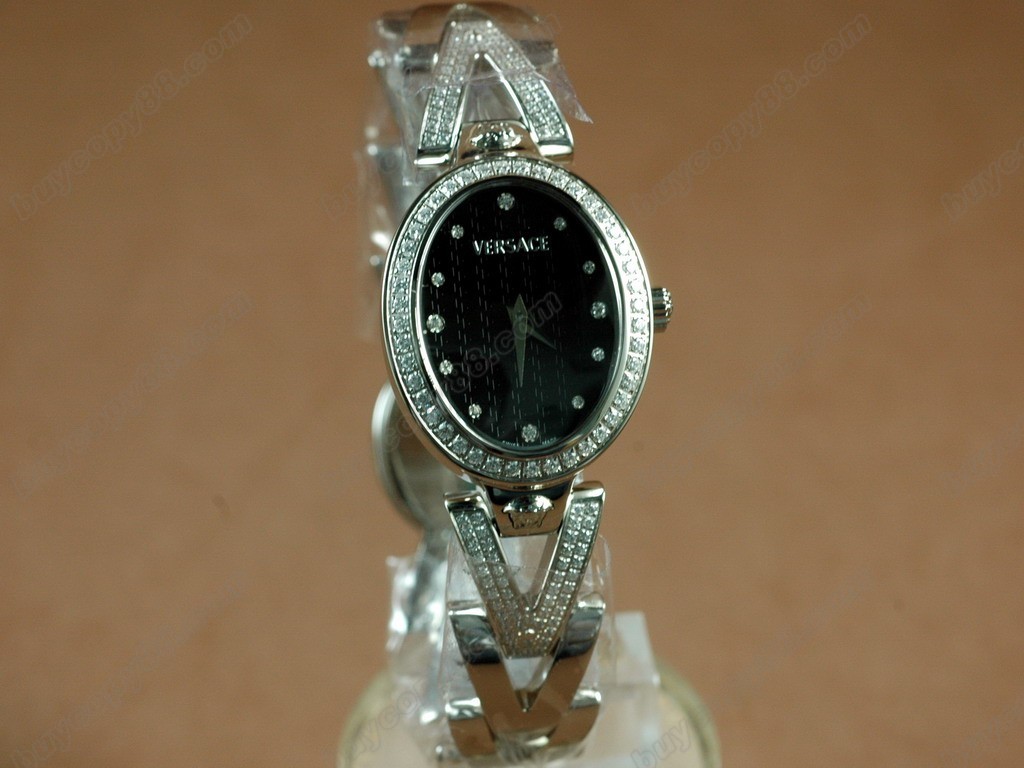 凡賽斯【女性用】SS Case Black Dial Diamonds Swiss 石英機芯搭載0