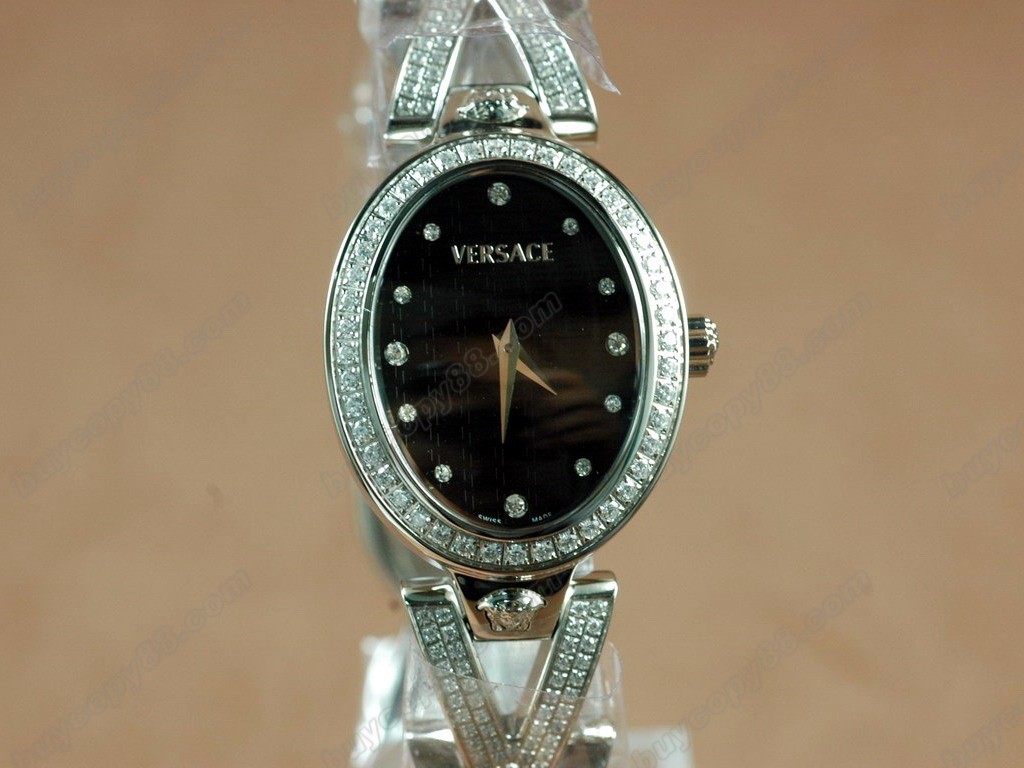 凡賽斯【女性用】SS Case Black Dial Diamonds Swiss 石英機芯搭載1