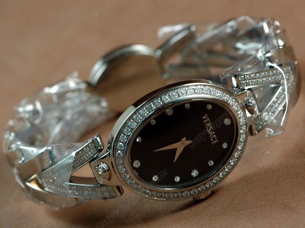 凡賽斯【女性用】SS Case Black Dial Diamonds Swiss 石英機芯搭載3