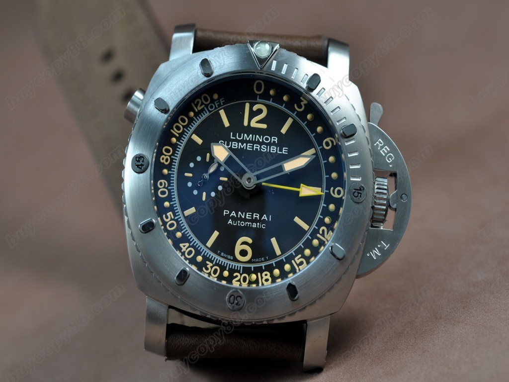 沛納海【男性用】Submersible GMT 47mm SS/LE Black dial 自動機芯搭載8