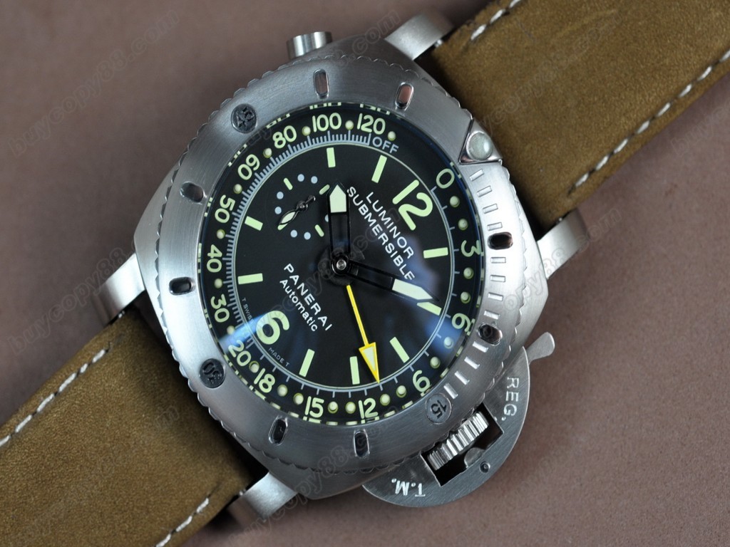 沛納海【男性用】Submersible GMT 47mm SS/LE Black dial 自動機芯搭載7