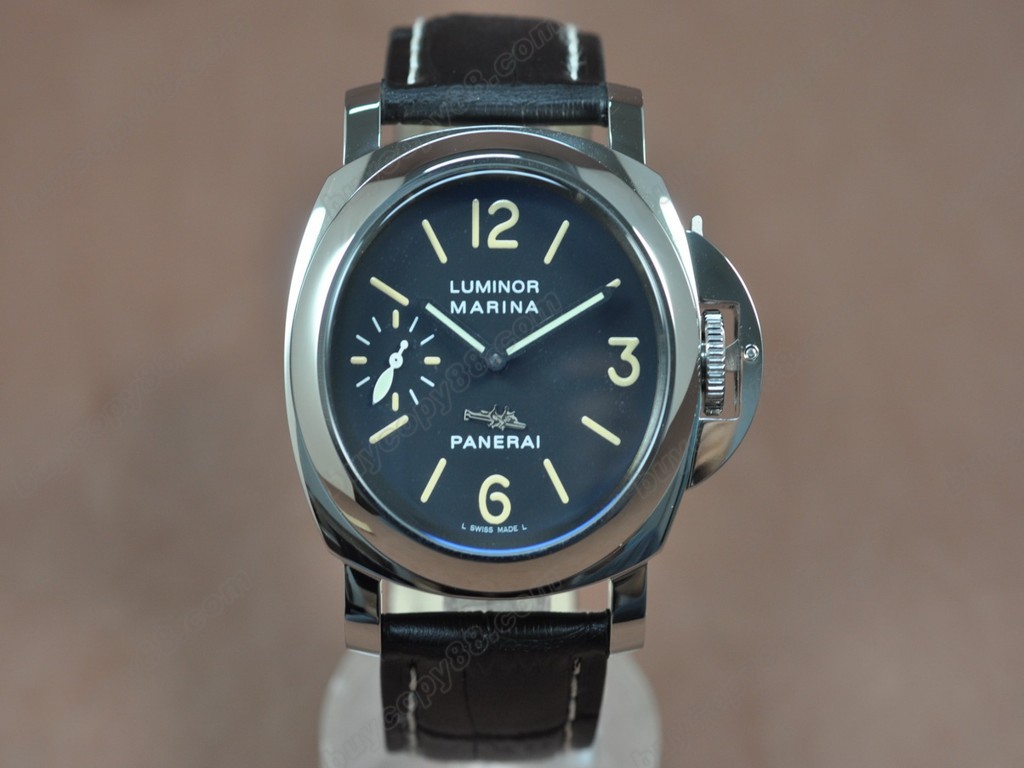 沛納海【男性用】 Luminor Marina 44mm SS/LE Black dial Asia Unitas 17 J 手上鏈搭載0