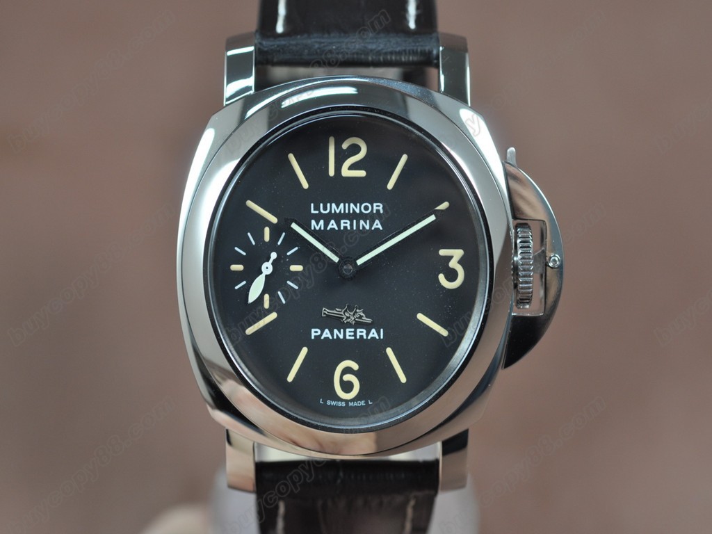 沛納海【男性用】 Luminor Marina 44mm SS/LE Black dial Asia Unitas 17 J 手上鏈搭載1