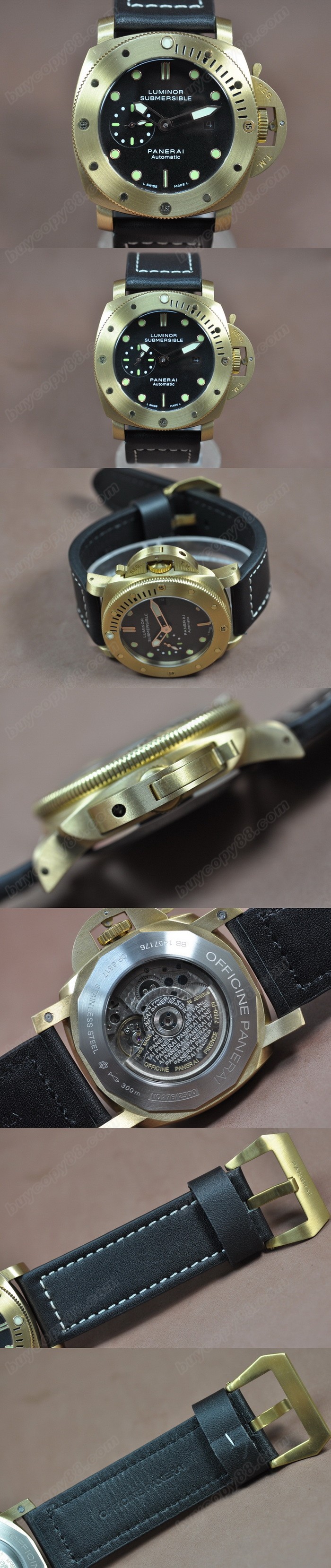 沛納海 Watches Submessible 47mm YG/LE 黑 文字盤 亞洲 21J 自動機芯 搭 載  0