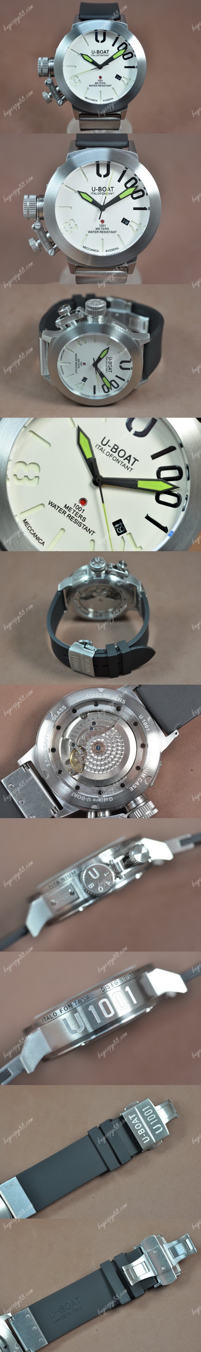  優寶U-Boat U-1001 50mm SS/RU White Dial Asian 21J自動機芯搭載0