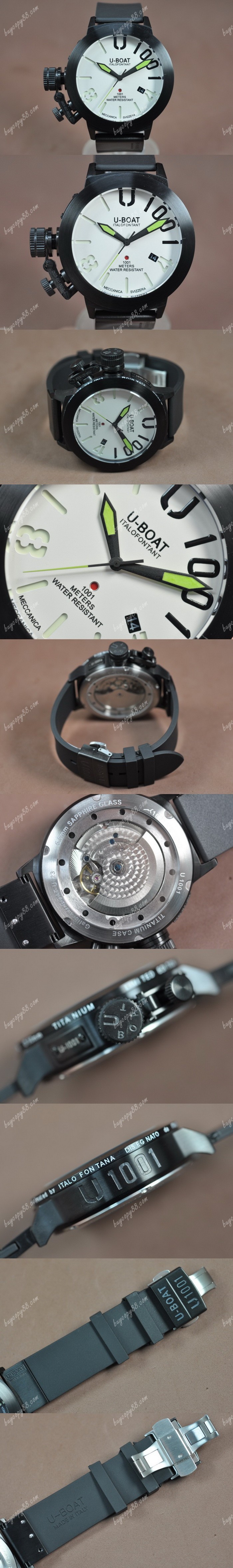 優寶U-Boat U-1001 50mm PVD/RU White Dial Asian 21J自動機芯搭載0