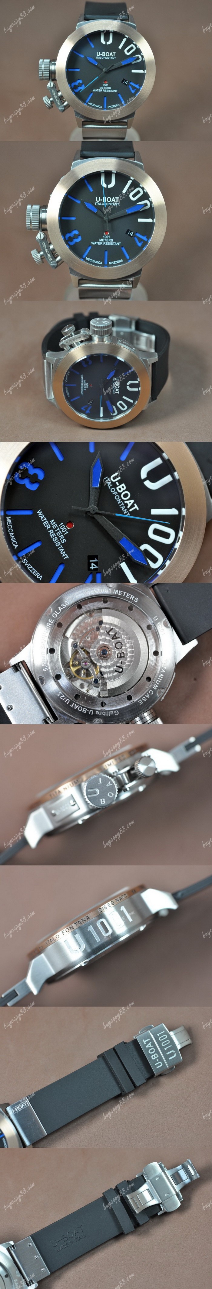  優寶U-Boat U-1001 50mm TT/RU Black Dial Asian 21J自動機芯搭載0