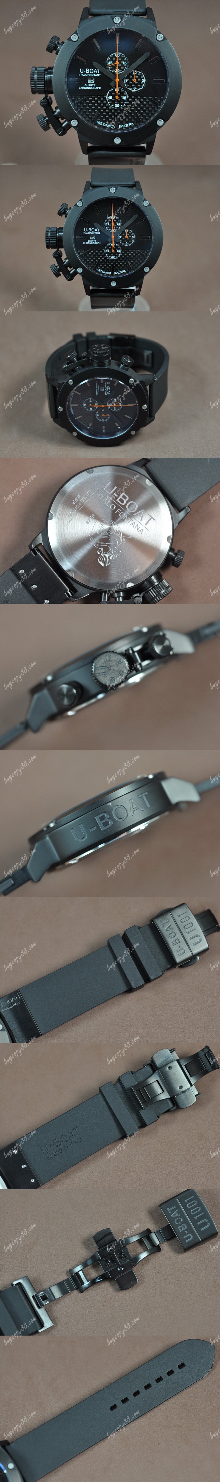  優寶U-Boat U-1001 50mm PVD/RU Black Dial Jap Quartz石英錶0